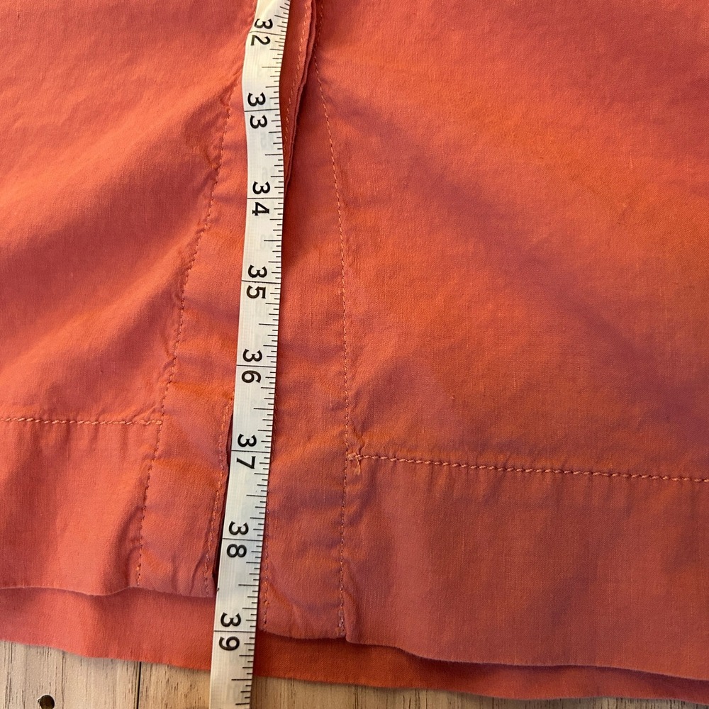 Eileen Fisher Linen Dress Button Front Empire Waist Coral Pink Large - Picture 13 of 14
